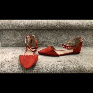 Red pointy toed flats